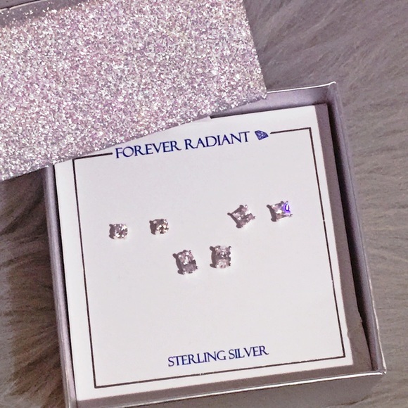 Forever Radiant SS925 3prs AA+ CZ Diamond Earrings - Picture 8 of 8